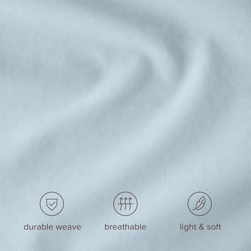Bare Home 100% Organic Cotton Percale Duvet Cover Set (Queen, Winter Blue)