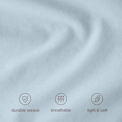 Bare Home 100% Organic Cotton California King Duvet Cover Set - Crisp Percale Weave - Lightweight & Breathable - Cooling Duvet Cover Set (California King, Winter Blue)