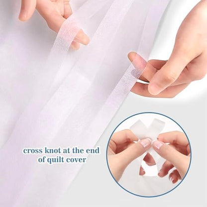 4pcs Superior Disposable Travel Bedset Ready-to-Use Large Size Bed Linens Including One Bedsheet, One Quilt Cover, Two Pillowcases, Portable Bedding Set Breathable for Hotel Camping Trip Hospital