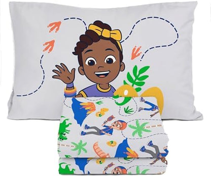Sunny Side Up Kids Sheet Set Includes Sheets and Pillow Cover - 100% Microfiber Bedding and Room Decor, Gray - Blippi, 3 Piece Twin