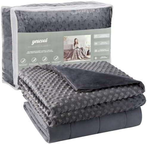 yescool Weighted Blanket with Cover for Adults (15 lbs, 60" x 80", Charcoal Gray) Heavy Blanket for Sleeping Perfect for 140-160 lbs, Queen Size Breathable Blanket with Premium Glass Bead