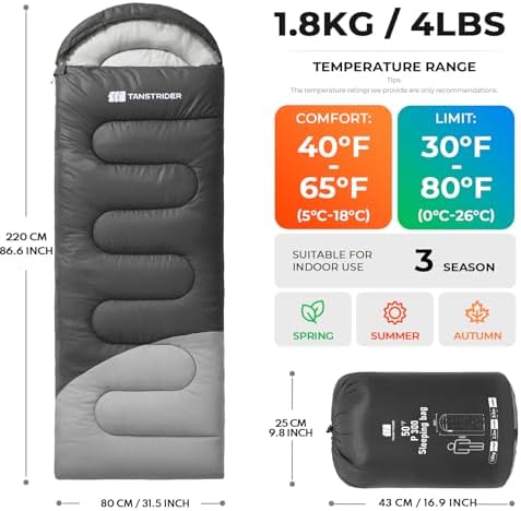 Sleeping Bags for Adults,Compact Lightweight Backpacking Sleeping Bag with Compression Sack for Youth, Camping Essentials Gearfor Hiking Travel Climbing Outdoor&Indoor Use