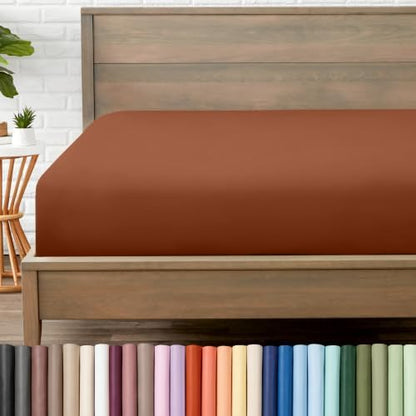Bare Home Queen Fitted Sheet - 1800 Ultra-Soft (Queen, Terracotta)