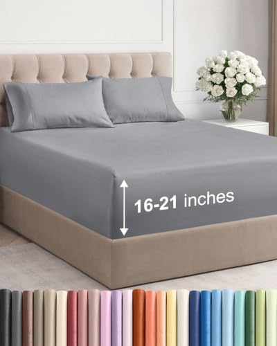 Extra Deep Pocket Cal King Sheet Set - Breathable & Cooling - Steel Blue