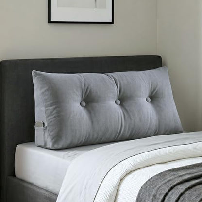 Arlee Memory Foam Headboard Pillow, Lumbar Support, Boucle, Grey, Twin