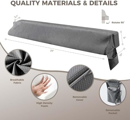 Bed Wedge Gap Filler Twin Size, Wedge Pillow for Headboard Gap, 39×10×6 in
