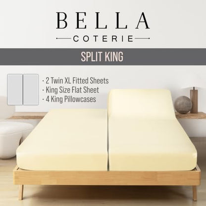 Bella Coterie 7 Piece Bamboo Viscose Split King Sheets, Organically Grown