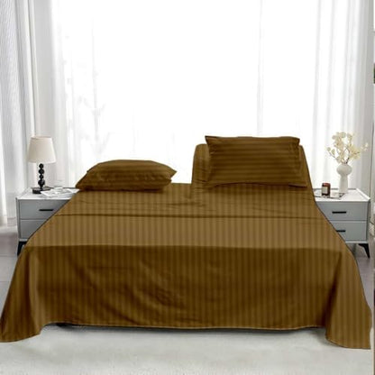 NON Sticky cotton 4 Piece Head Flex King Fitted Sheet Set for Sleep Number Adjustable Bed, 100% Long Staple Cotton Bed Sheets, 34" Top Split, Fits 18" Deep Mattress, 78" X 80", Taupe Stripe