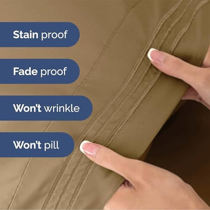Queen Size 4 Piece Sheet Set - Ultra Soft & Cooling Bed Sheets - Caramel