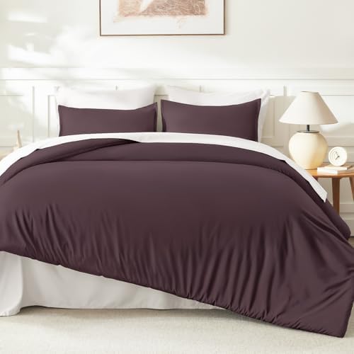 Litanika Plum King Comforter Set, 3 Pieces Lightweight Solid Bed Set