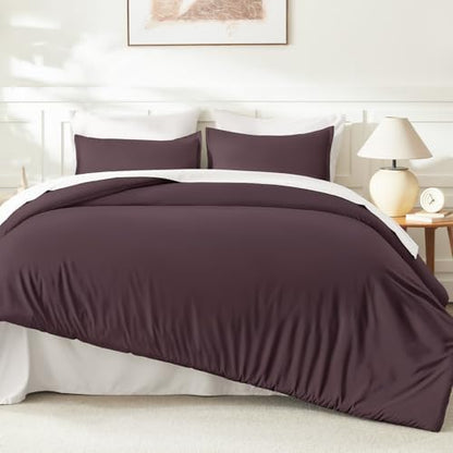 Litanika Plum King Comforter Set, 3 Pieces Lightweight Solid Bed Set