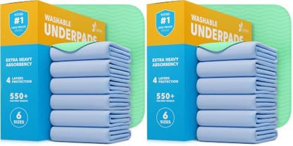 GREEN LIFESTYLE® Washable Underpads - Heavy Absorbency Reusable Bedwetting Incontinence Pads for Kids, Adults, Elderly, and Pets for Bed, Sofa, Couch, Floor (Pack of 20 - 34x36)