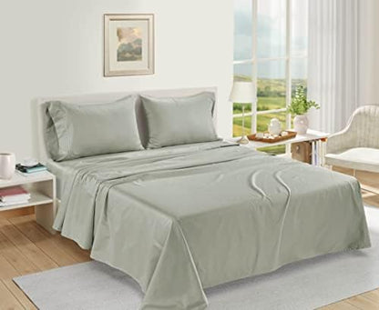 LANE LINEN 100% Egyptian Cotton Bed Sheets sábanas Queen, Soft & Comfy Luxury Hotel Like Thick Bedding Sheets & Pillowcase Set, Machine Wash Cooling 16'' Queen Deep Pocket Sheet Set Driftwood Grey