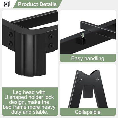 Lutown-Teen 5 Inch Low Queen Bed Frame with Rounded Corner Legs, 2000 LBS Heavy Duty Metal Queen Platform Bed Frame No Box Spring Needed, Noise Free, Easy Assembly