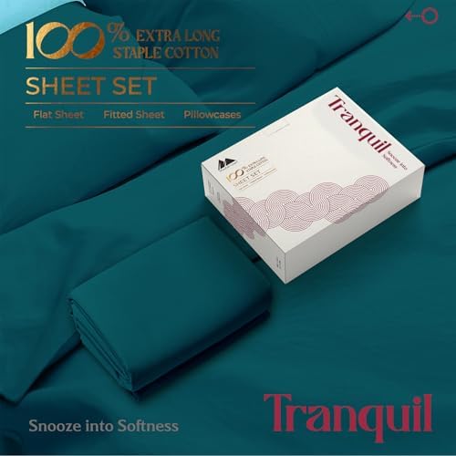 Mayfair Linen Egyptian Cotton Teal Queen Sheets Set - Luxury 800 Series High Thread Count Queen Bed Sheet Set (4 PC), Soft Cooling 16" Deep Pocket Hotel Quality Bed Sheet Set - Tranquil Collection