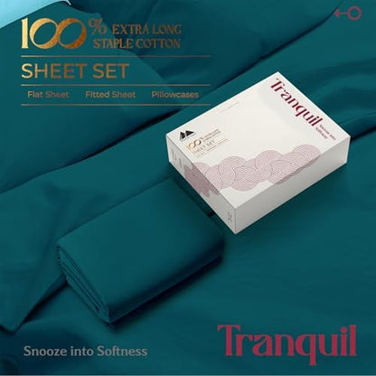 Mayfair Linen Egyptian Cotton Teal Queen Sheets Set - Luxury 800 Series High Thread Count Queen Bed Sheet Set (4 PC), Soft Cooling 16" Deep Pocket Hotel Quality Bed Sheet Set - Tranquil Collection