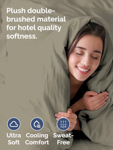 Duvet Cover Super King Size - Soft 3 Piece with Zipper Closure - Khaki