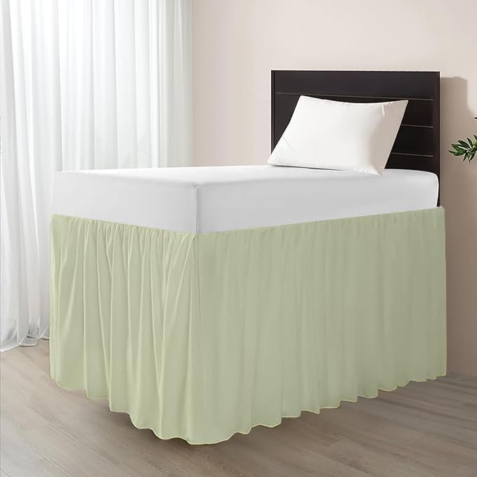 eBeddy Linens Split Corner Dust Ruffle Dorm Bed Skirt Twin XL – 32 Inch Drop, 100% Microfiber, Extra Long Bed Skirt for College Dorm, Platform Style, Ivory Solid, Hidden Storage Solution, Easy Fit
