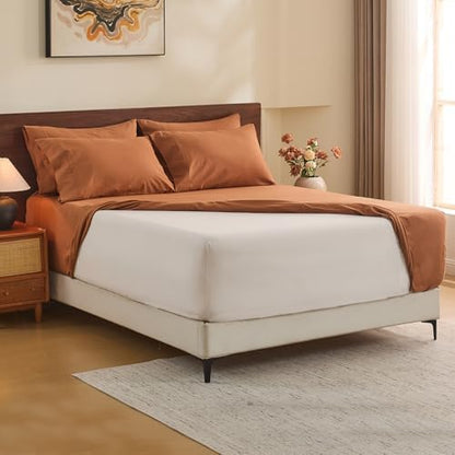 MEISHANG 100% French Linen Sheets Queen,4 Pcs,18-24" Extra Deep Pocket
