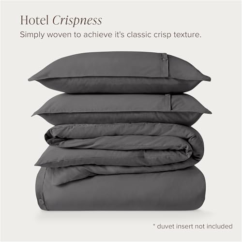 Bare Home 100% Organic Cotton California King Duvet Cover Set - Crisp Percale Weave - Lightweight & Breathable - Cooling Duvet Cover Set (California King, Grey)