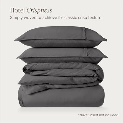 Bare Home 100% Organic Cotton California King Duvet Cover Set - Crisp Percale Weave - Lightweight & Breathable - Cooling Duvet Cover Set (California King, Grey)