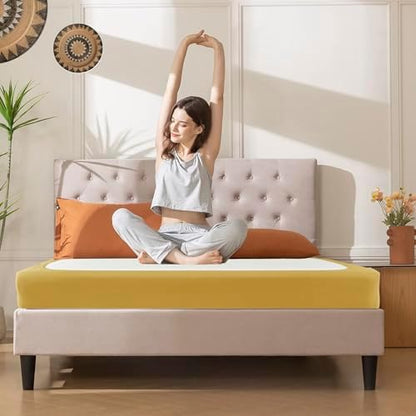 Box Spring Cover King Size-Gold Stretch Wrap Around 4 Sided Bed Skirt