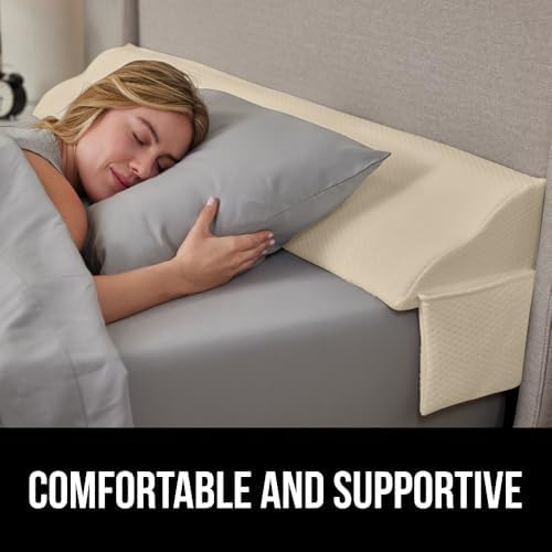 GORILLA GRIP Patented Bed Wedge Pillow for Headboard Gap, Full, Cream