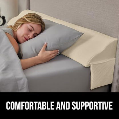 GORILLA GRIP Patented Bed Wedge Pillow for Headboard Gap, Full, Cream