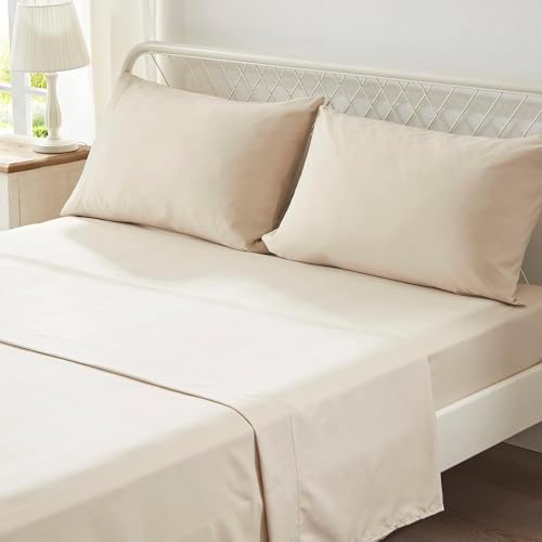 Zzlpp King Size Comforter Set 7 Piece, Beige Bed in a Bag King Bedding Sets