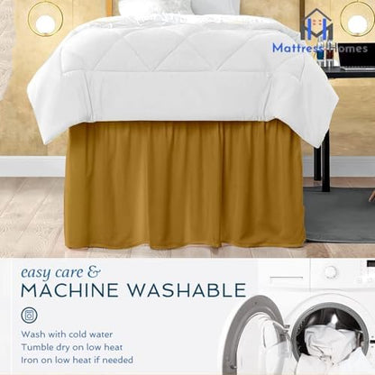 Mattress-Homes Ruffled Dorm Bed Skirt, Twin XL, 30-Inch Drop, Tailored with Split Corners, Taupe Dust Ruffle for Lofted College Beds, Twin Extra Long Dorm Bedding Essential