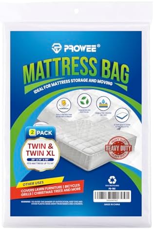 2 PK Twin XL/Twin Mattress Bags for Moving and Storage, Heavy-Duty 4 Mil Clear Plastic Mattress Cover for Moving, Super Thick Mattress Storage Bags