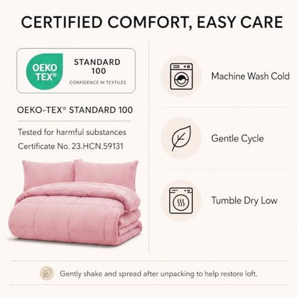 CozyLux King Size Comforter Set Pink - 7 Pieces Bed in a Bag