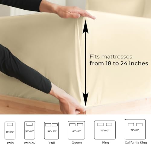 CGK Linens Extra Deep King Fitted Sheet - Fitted Sheet Only - Off White