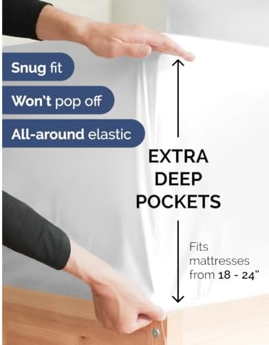 CGK Linens Extra Deep Flex Top Split Head King Fitted Sheet Only - White