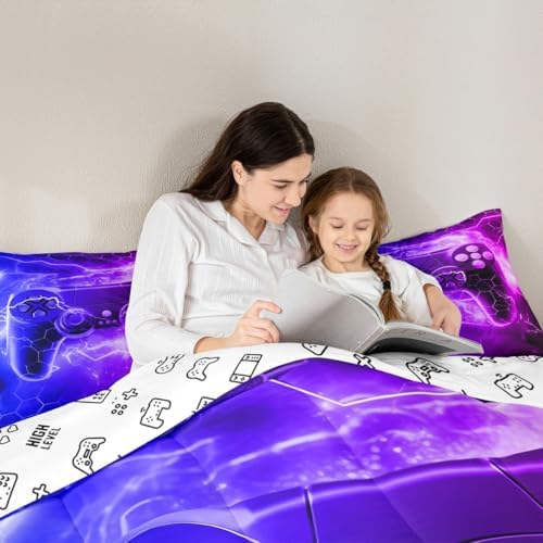 Feelyou Kids Boys Honeycomb Gamer Comforter Set Queen Size