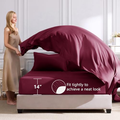 CozyLux Full Comforter Set 82"x86" Burgundy - 7 Piece Bed in a Bag