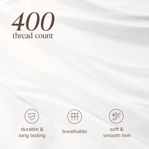 Bare Home 100% Organic Cotton Sateen Duvet Cover Set (Full, White)