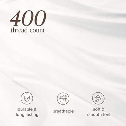 Bare Home 100% Organic Cotton Sateen Duvet Cover Set (Full, White)