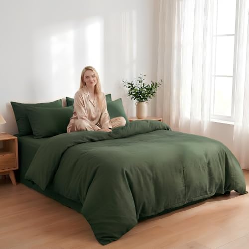 NEXHOME PRO Duvet Cover Queen Size, 3 Pieces Cotton Bedding Cover Set
