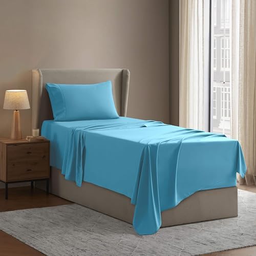 Nestl Twin Sheet Set - Bed Sheets - Bright Blue - 3-Piece Deep Pocket