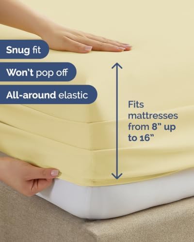 King 6 Piece Bed Sheet Set - Breathable & Cooling Sheets - Butter Yellow