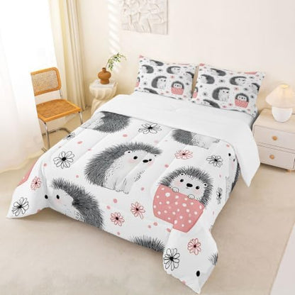 Feelyou Hedgehog Bedding Set King Size Bedding Set for Girls Teens
