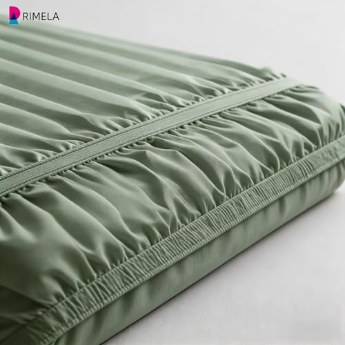 College Dorm Bed Skirt Twin XL 36" Drop, Slit Corner Bedskirt, Sage Green