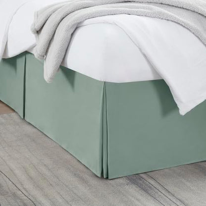 Nestl Sage Green Twin Bed Skirt - Twin Size Bed Skirt 14 Inch Drop - Brushed Microfiber Bed Skirts - Hotel Quality Pleated Bed Skirt - Shrinkage & Fade Resistant