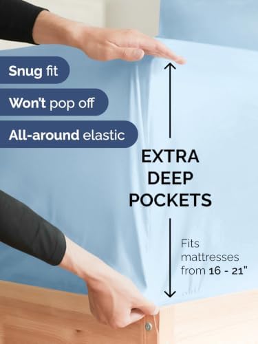 Extra Deep Pocket Full Size Sheet Set - Breathable & Cooling - Light Blue