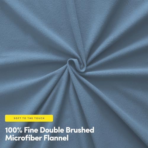 Sweet Home Collection Flannel Sheet Set, Denim Blue King, Deep Pocket Soft Brushed Microfiber All-Season Bedding with Fitted Sheet, Flat Sheet & Pillowcase(s)