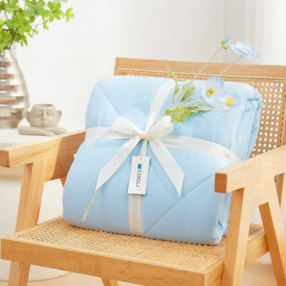 Cozy Bliss Cooling Comforter King Size, Cooling Blankets for Hot Sleepers and Night Sweats, Sky Blue Summer Comforter for King Size Bed, Breathable Soft Lightweight Silk Smooth