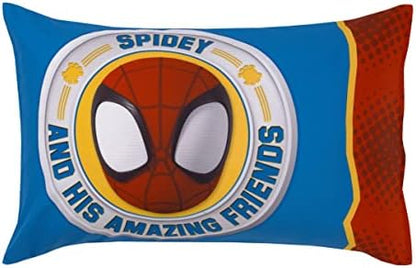 Marvel Spidey and His Amazing Friends Blue, Red, Yellow, and Green, Team Up 2 Piece Toddler Sheet Set