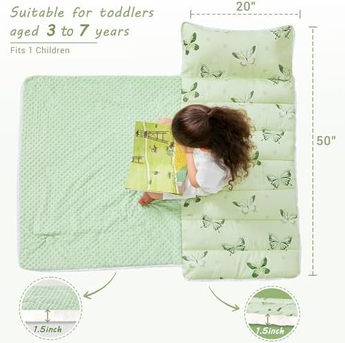 Lasoftan Toddler Nap Mat with Pillow and Blanket, Extra Large Rolled Napping Mats,Slumber Bags for Boys Girls,Kids Sleeping Bag for Daycare, Preschool Travel Camping