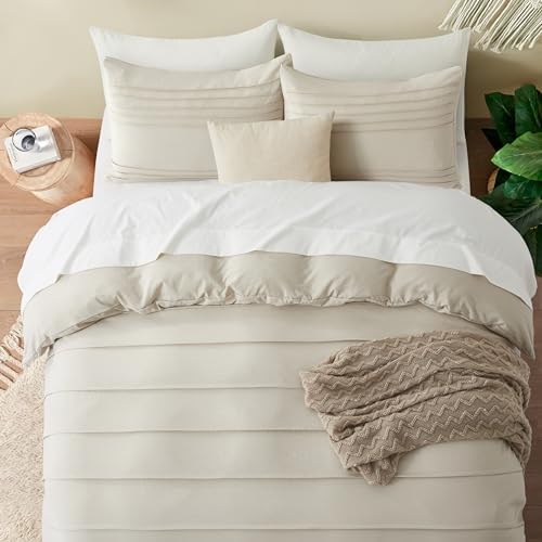 Oli Anderson 3PCS Pleated Duvet Cover Set, Linen, Queen
